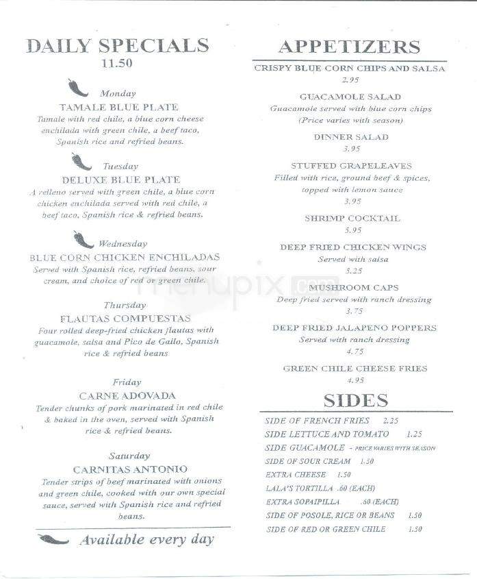Tomasita's Restaurant - Santa Fe, NM menu_pic