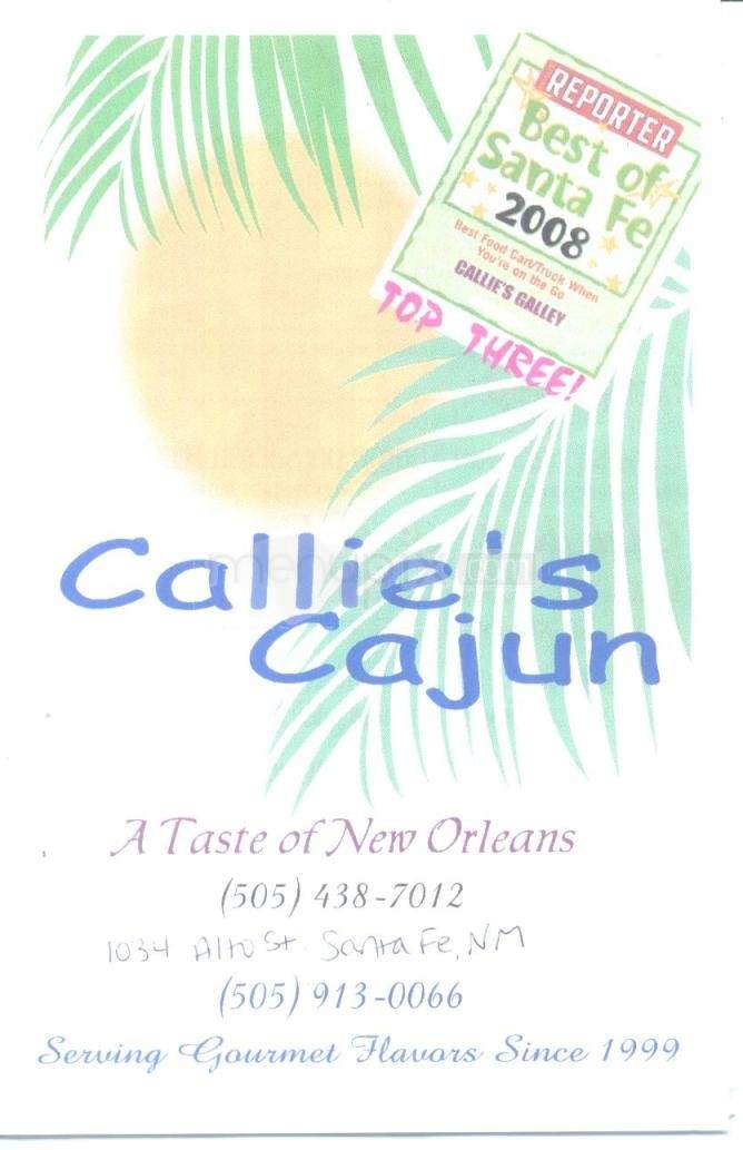Callie's Cajun Take Out - Santa Fe, NM menu_pic