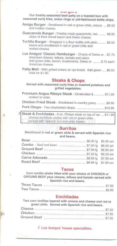 Los Amigos Restaurant - Santa Fe, NM menu_pic