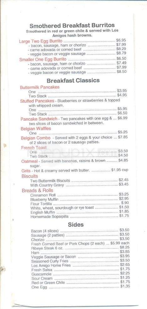 Los Amigos Restaurant - Santa Fe, NM menu_pic