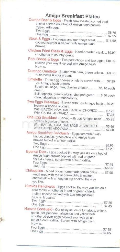 Los Amigos Restaurant - Santa Fe, NM menu_pic