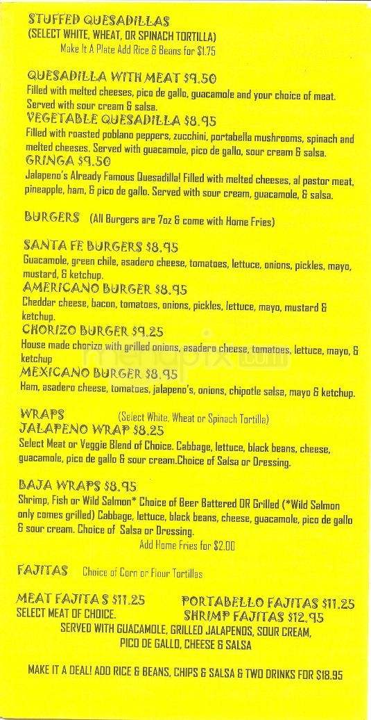 Jalapeno's - Santa Fe, NM menu_pic