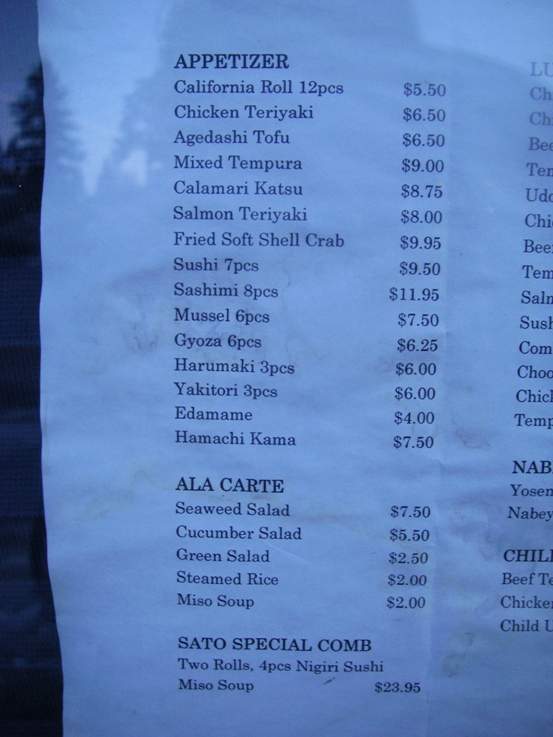 Sato Sushi & Japanese Restaurant - South Lake Tahoe, CA menu_pic