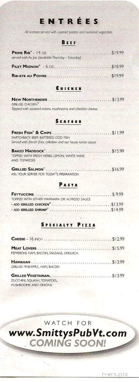 Smitty's Pub - Burlington, VT menu_pic