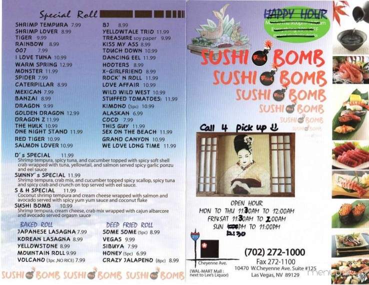 Sushi Bomb - Las Vegas, NV menu_pic