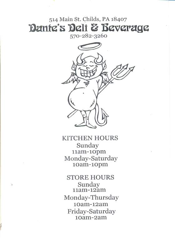 Dante's Deli & Beverage - Childs, PA menu_pic