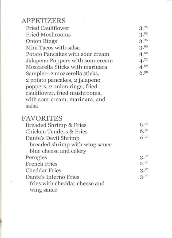 Dante's Deli & Beverage - Childs, PA menu_pic