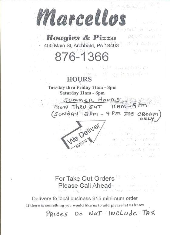 Marcello's - Archbald, PA menu_pic