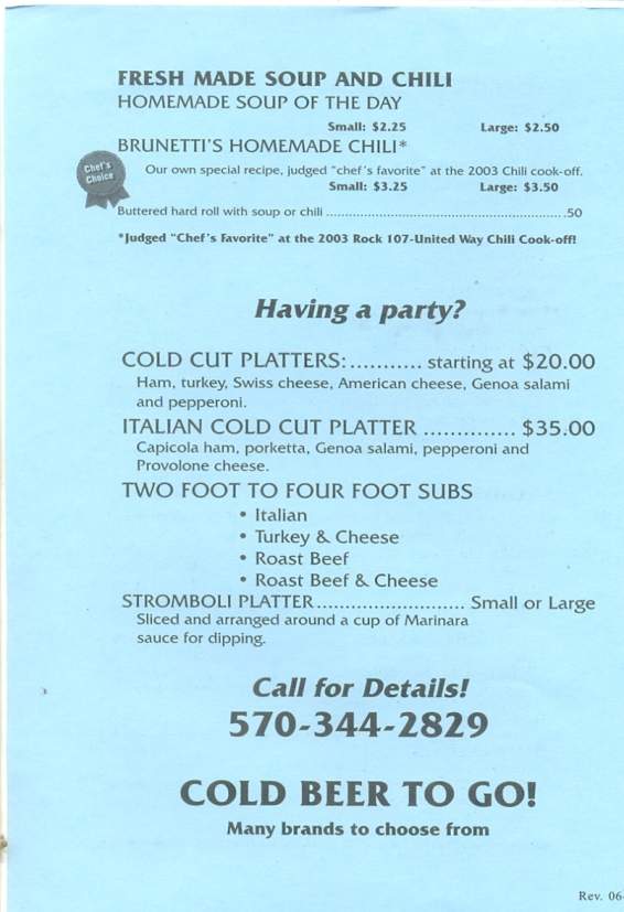Brunetti's Pizza & Deli - Scranton, PA menu_pic