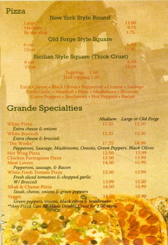 Grande Pizza - Dunmore, PA menu_pic