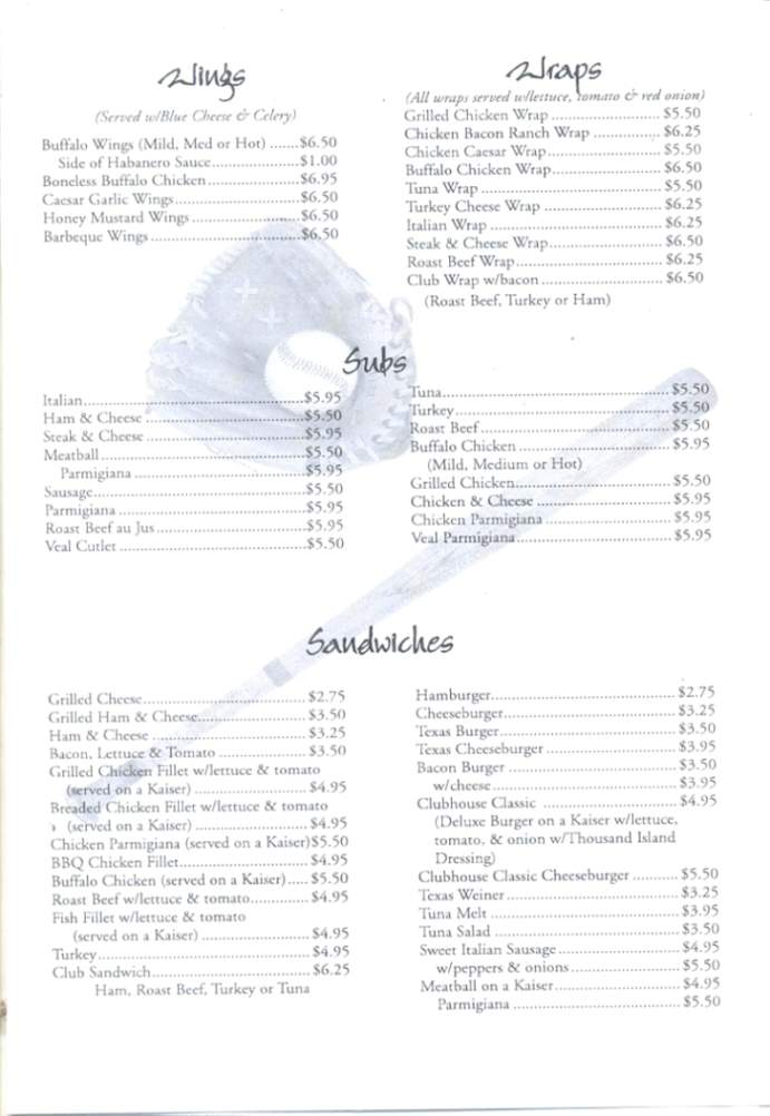 Zaleski's Clubhouse Cafe - Scranton, PA menu_pic
