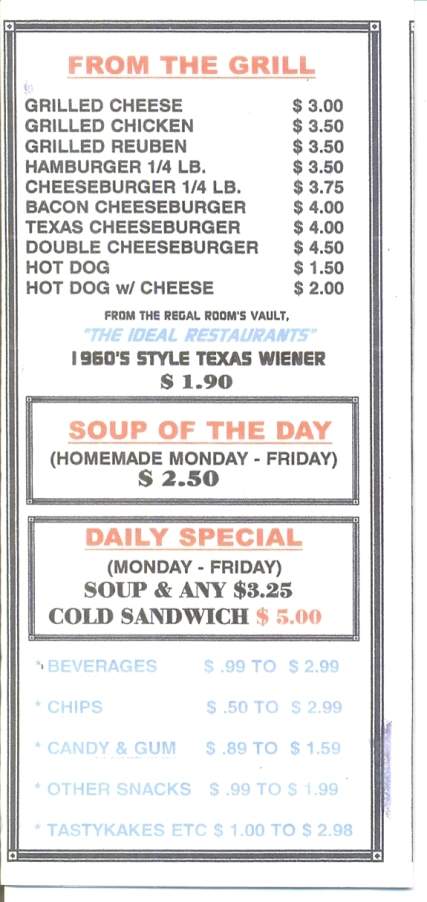 The Ideal Cafe - Dunmore, PA menu_pic