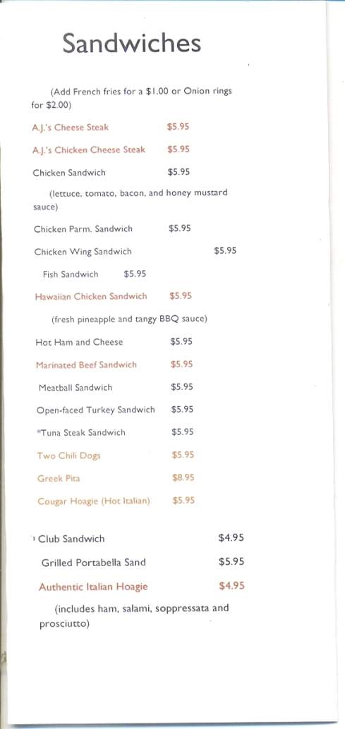 AJ's Club Soda - Peckville, PA menu_pic