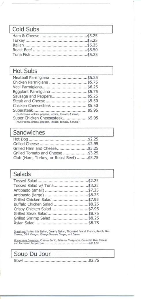 Armetta's Restaurant & Pizza - Chinchilla, PA menu_pic