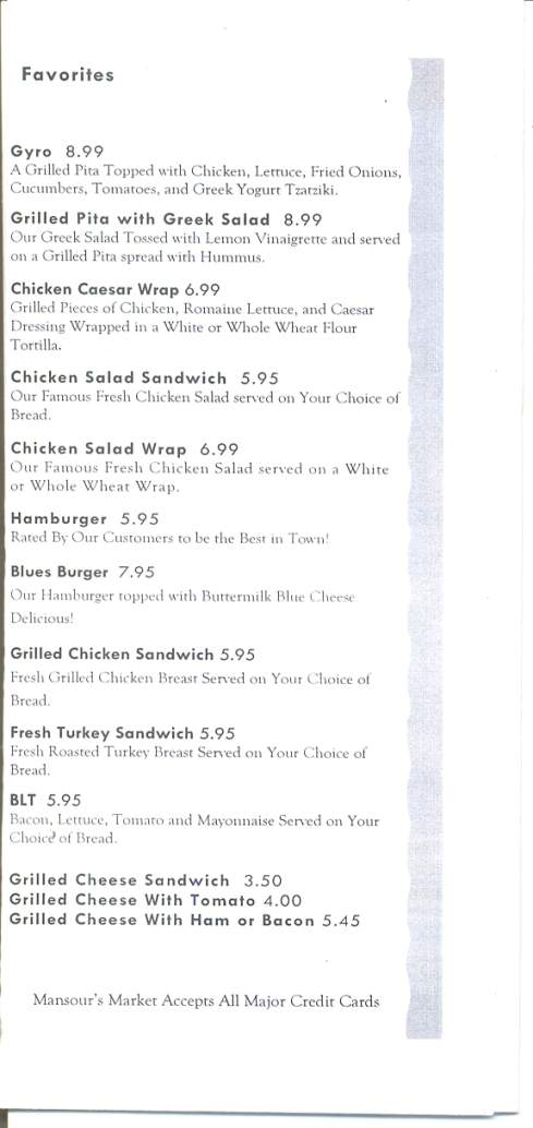 Mansour's Market - Scranton, PA menu_pic