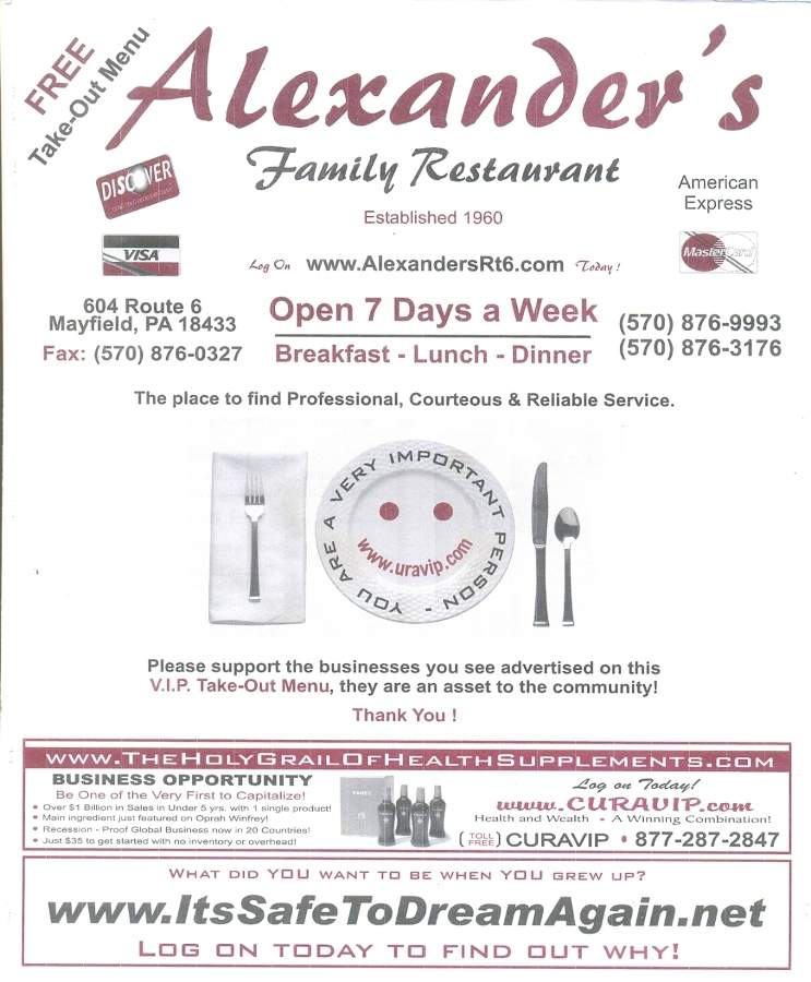 /3800412/Alexanders-Family-Restaurant-Mayfield-PA - Mayfield, PA