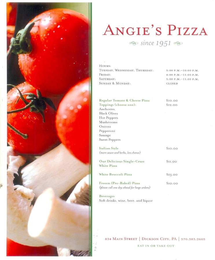 Angie's Pizza - Dickson City, PA menu_pic