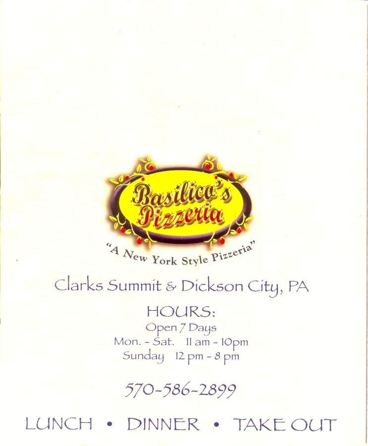 Basillico's Pizzeria - Dickson City, PA menu_pic
