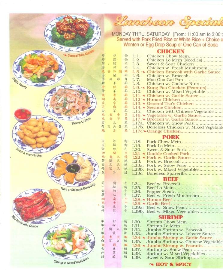 New Oriental Express - Old Forge, PA menu_pic