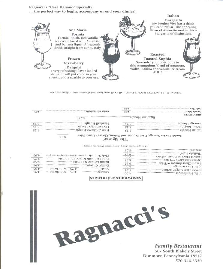 Ragnacci's Family Restaurant - Dunmore, PA menu_pic