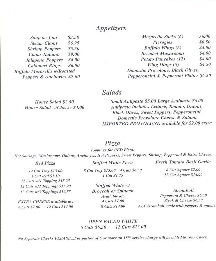 Salerno's Cafe - Old Forge, PA menu_pic