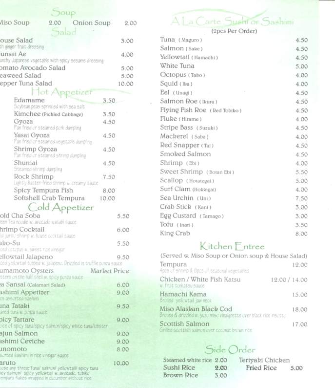 Atami Sushi - Clarks Summit, PA menu_pic