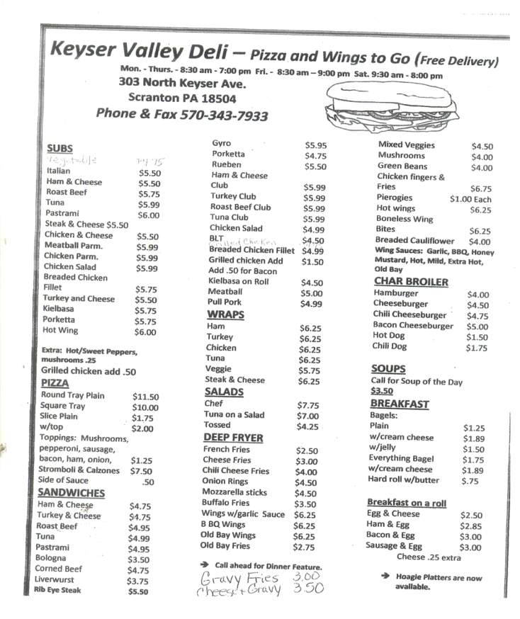 Keyser Valley Deli - Scranton, PA menu_pic