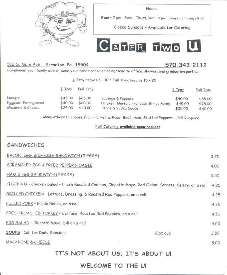 Cater Two U - Scranton, PA menu_pic