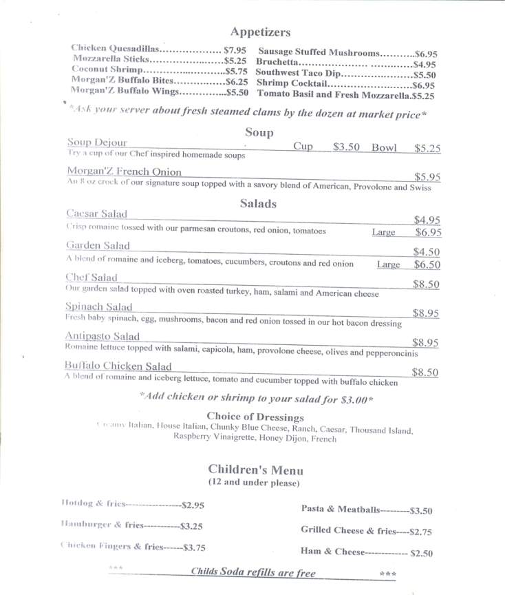 Morgan'z - Scranton, PA menu_pic