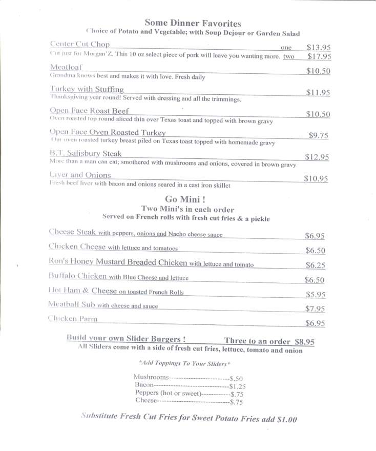 Morgan'z - Scranton, PA menu_pic