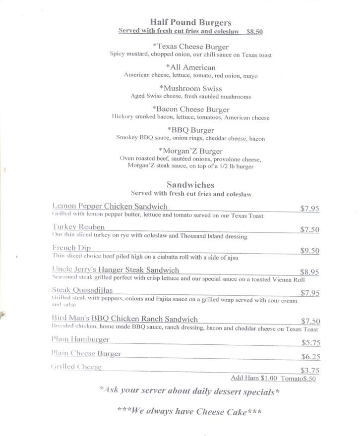 Morgan'z - Scranton, PA menu_pic