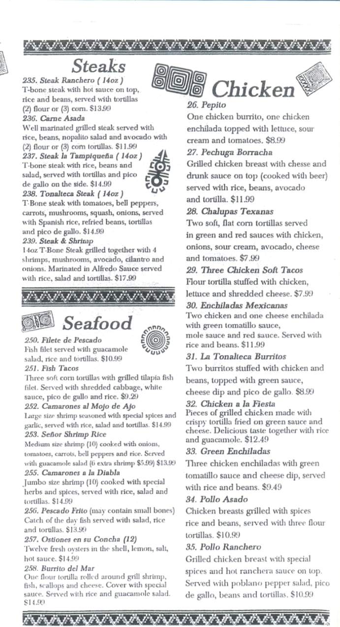 La Tonalteca - Scranton, PA menu_pic