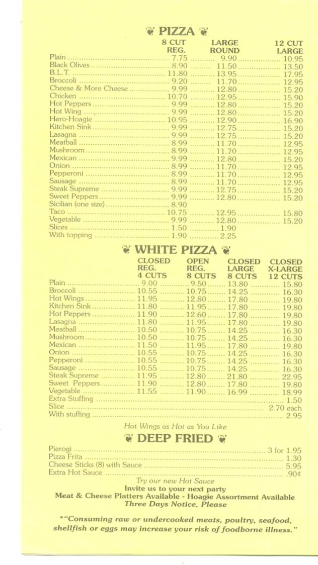 A & A Pizza & Hoagies - Eynon, PA menu_pic