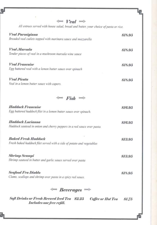 Natale's Restaurant - Scranton, PA menu_pic