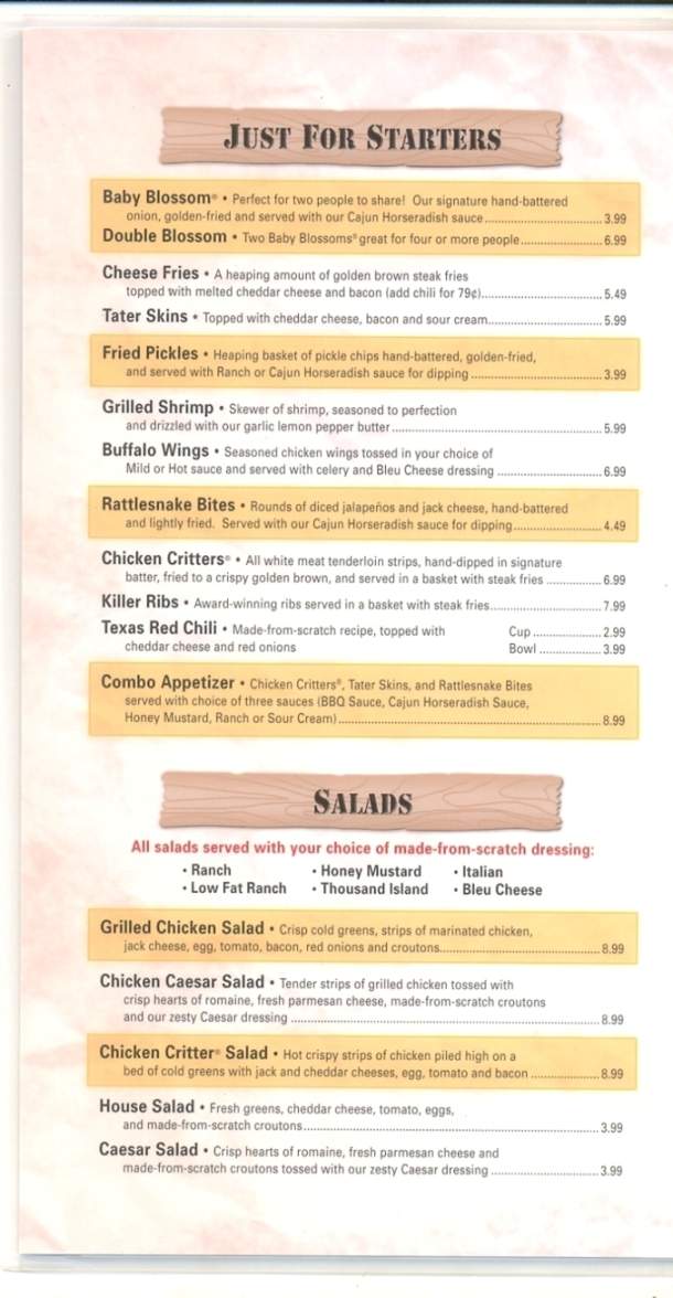 Texas Roadhouse - Dickson City, PA menu_pic