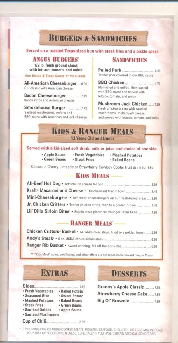 Texas Roadhouse - Dickson City, PA menu_pic