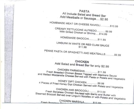 Alfieri's Family Restaurant - Taylor, PA menu_pic