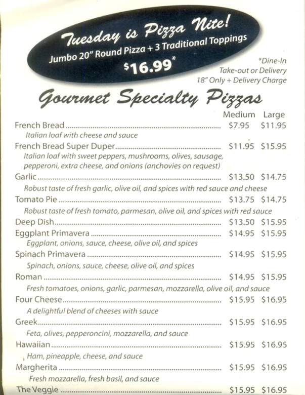 Giovanni's Pizzeria - Dunmore, PA menu_pic