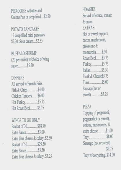 McGinty's Bar & Restaurant - Scranton, PA menu_pic