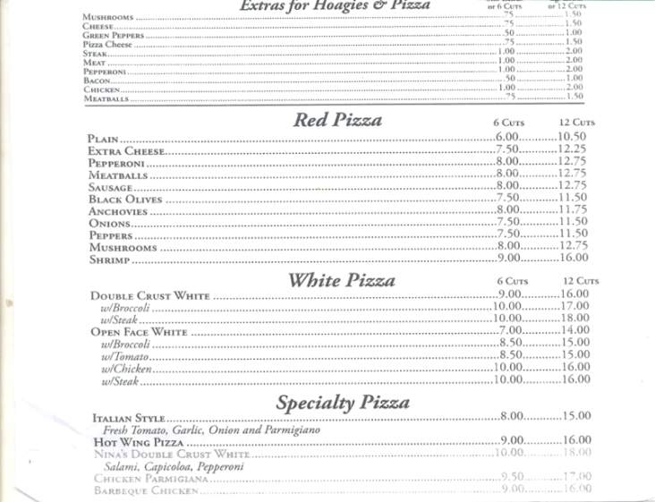 Nina's - Scranton, PA menu_pic