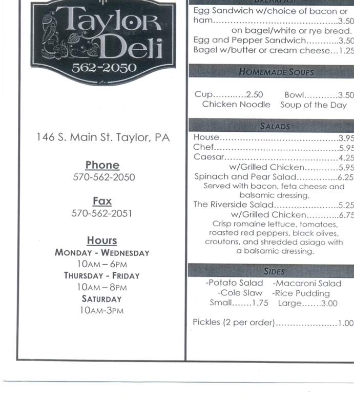 /380011575/Taylor-Deli-Taylor-PA - Taylor, PA