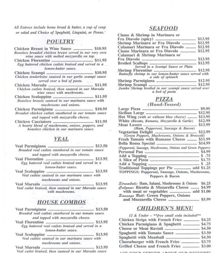 Bella Roma Restaurant & Pizza - Dickson City, PA menu_pic