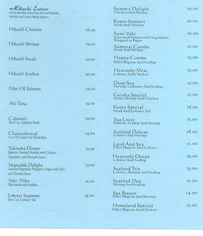 Kyoto Japanese Cuisine - Clarks Summit, PA menu_pic
