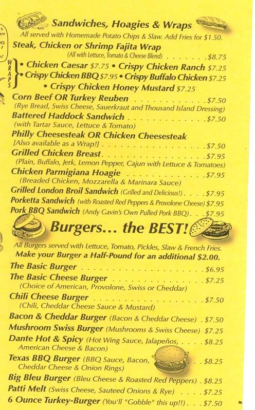 Andy Gavin's Eatery & Pub - Scranton, PA menu_pic