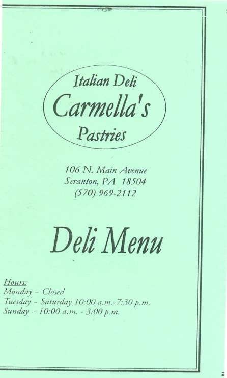 Carmellas Italian Deli - Scranton, PA menu_pic
