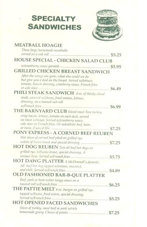 McDonnell's Restaurant - Carbondale, PA menu_pic