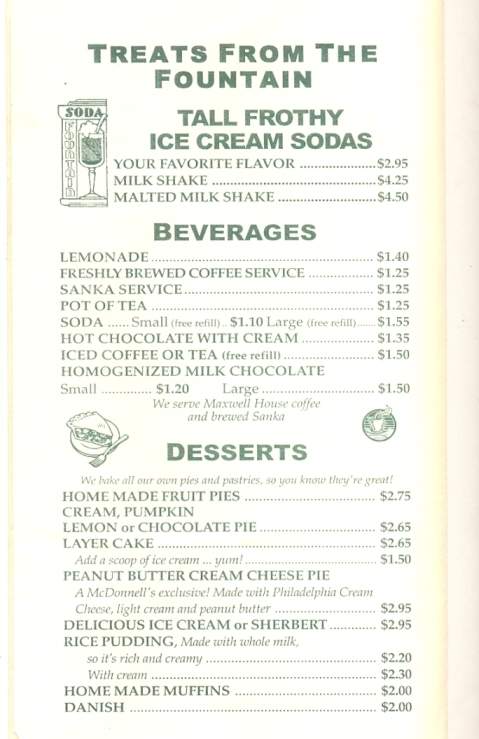 McDonnell's Restaurant - Carbondale, PA menu_pic