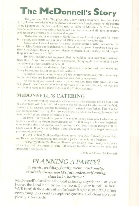 McDonnell's Restaurant - Carbondale, PA menu_pic