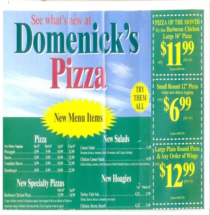 Domenick's Pizza & Hoagies - Jermyn, PA menu_pic
