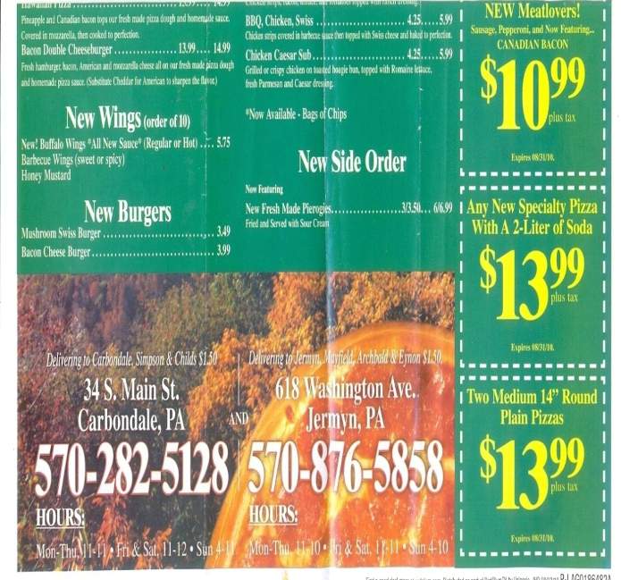 Domenick's Pizza & Hoagies - Jermyn, PA menu_pic